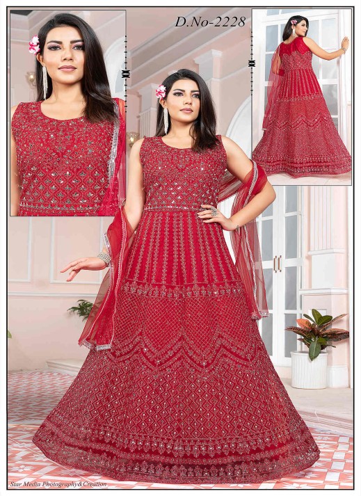 Long Net Gown Style Kurti for Festive Occasions | Ajmera Fashion  in Surat